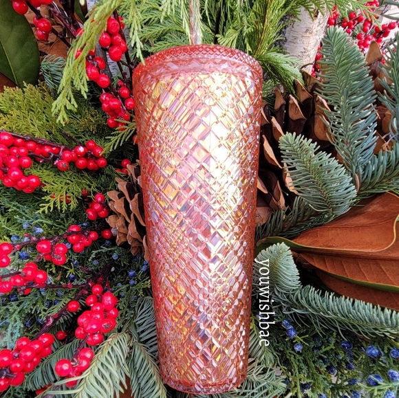 Starbucks Rose Gold Tumbler Jeweled Venti Holiday Pink 24 Oz - Picture 2 of 3